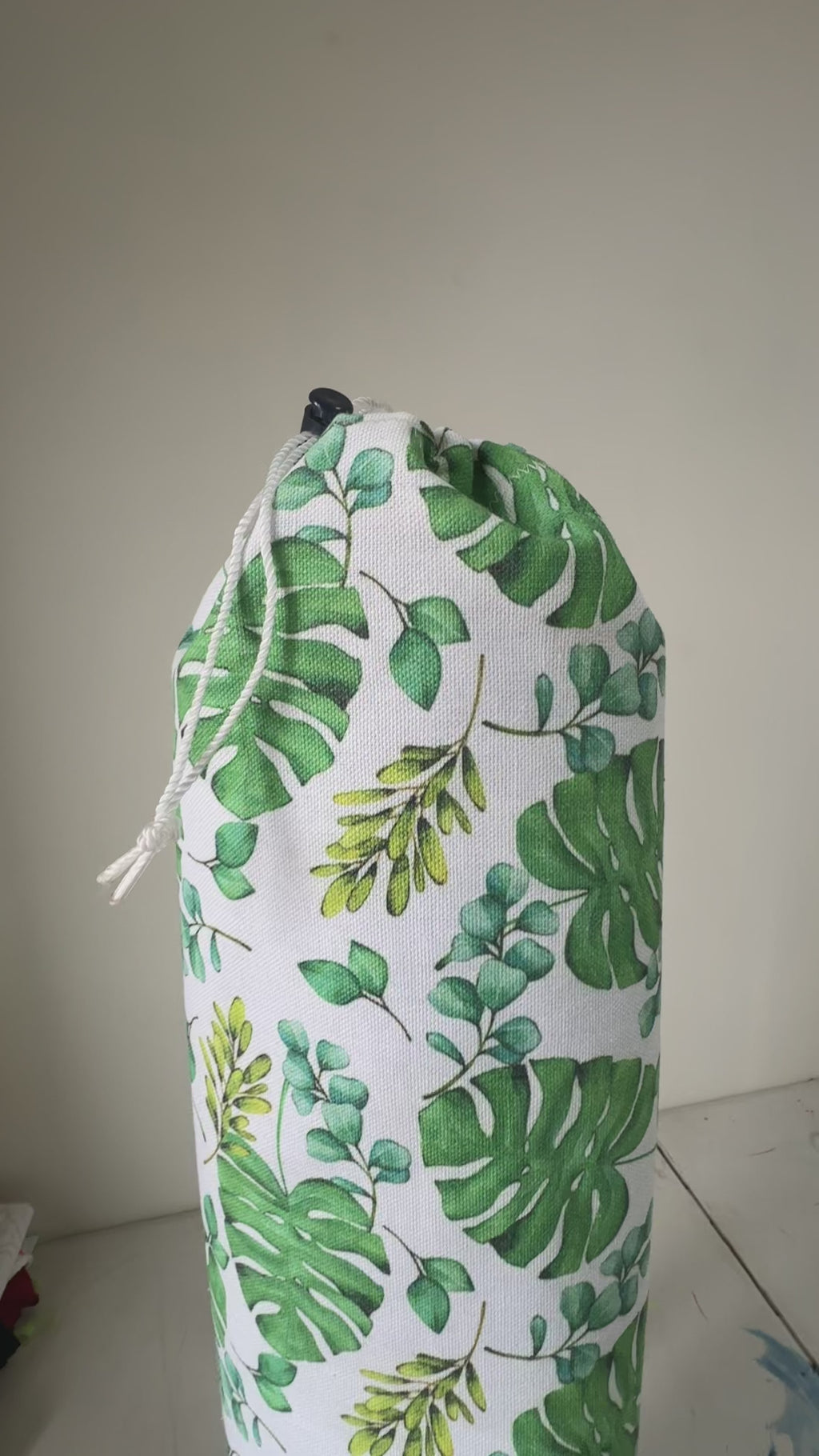 Bolso artesanal para yoga PortMat diseño hojas - hecho a mano en Chile por Taller Küyen