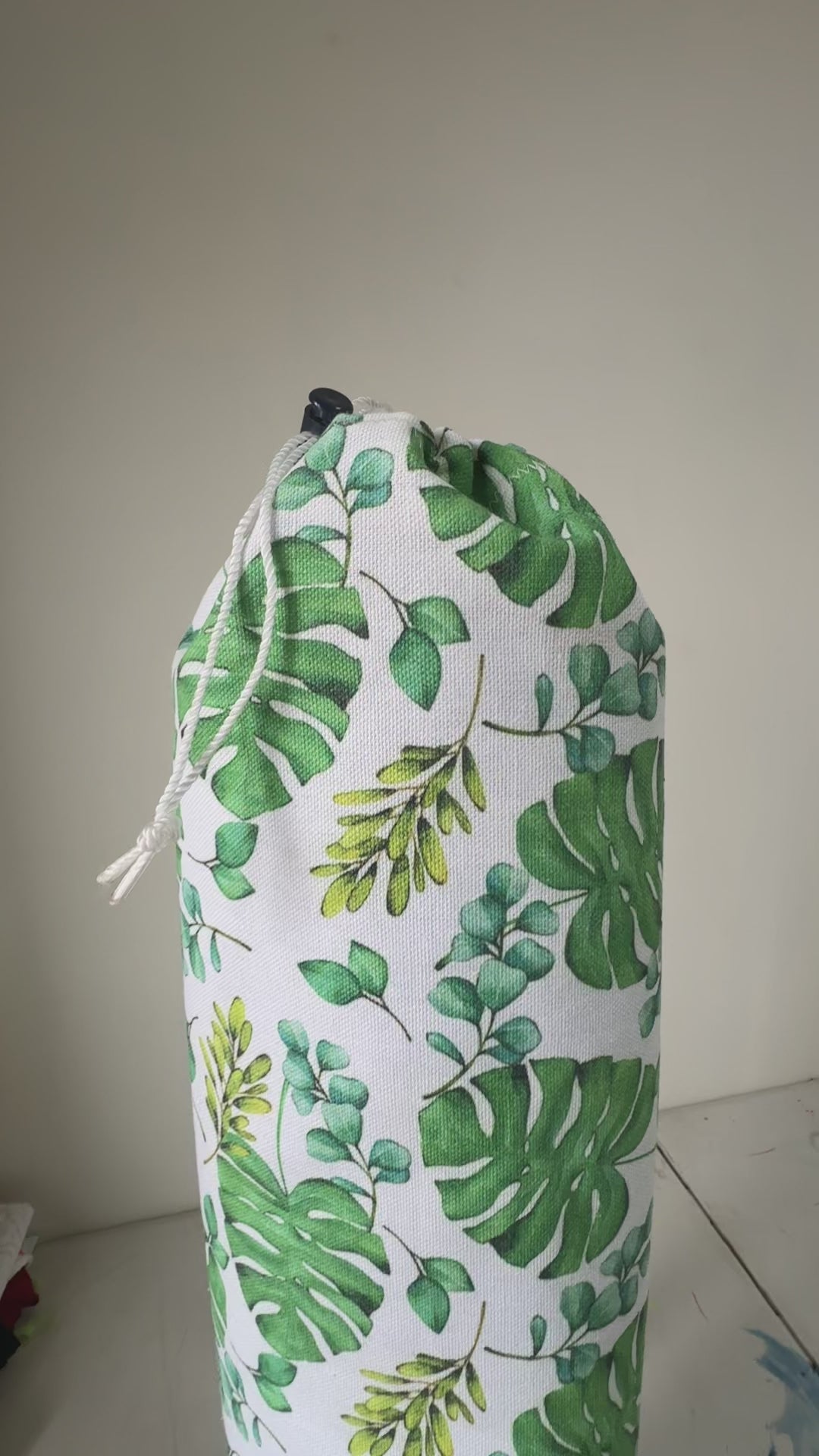 Bolso artesanal para yoga PortMat diseño hojas - hecho a mano en Chile por Taller Küyen